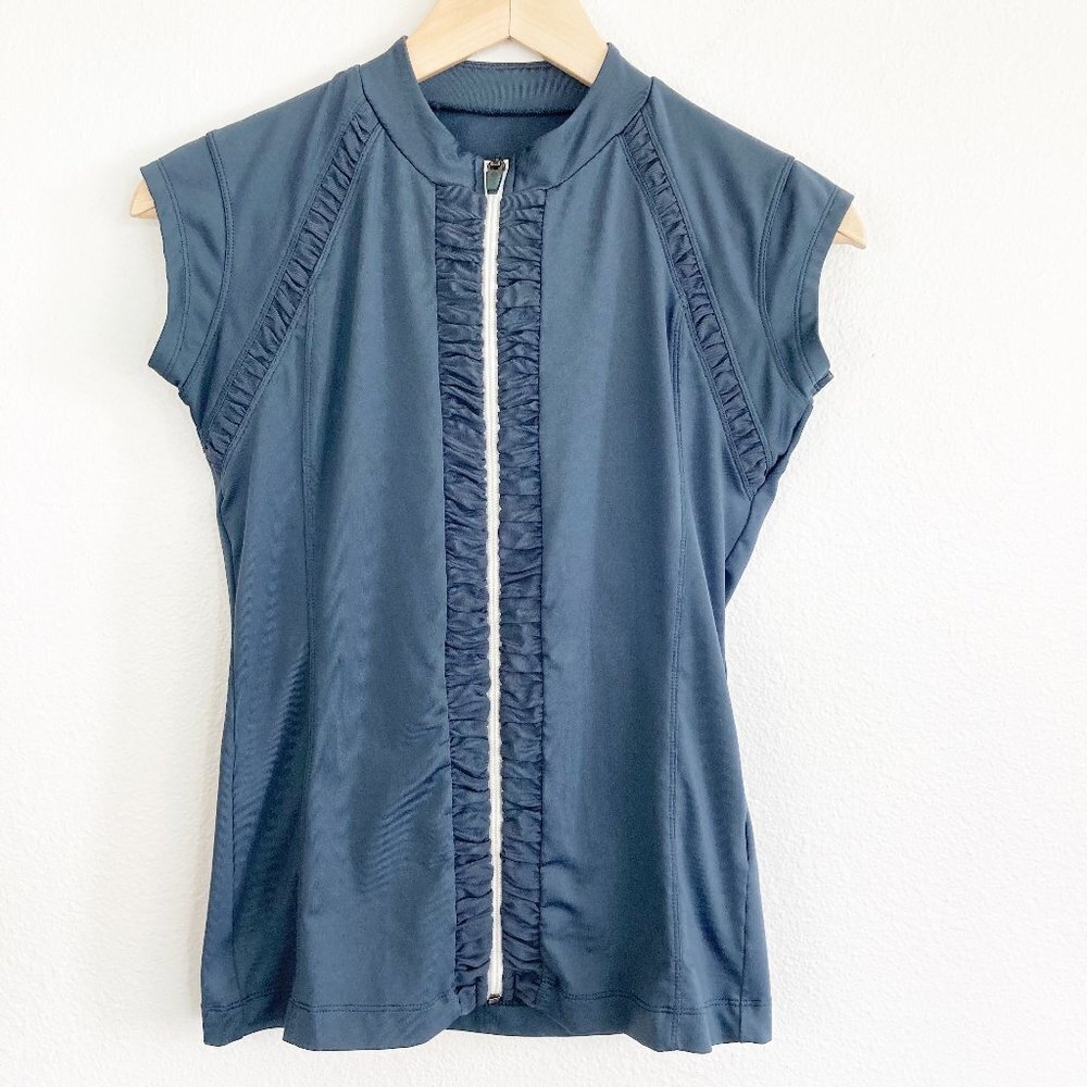 Title Nine Dark Gray Zip-Front Sleeveless Cycling Jersey